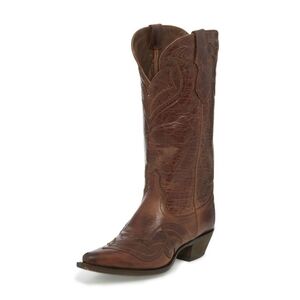 Justin Women Brown Leather Western Heeled Cowboy Boots Size 5.5